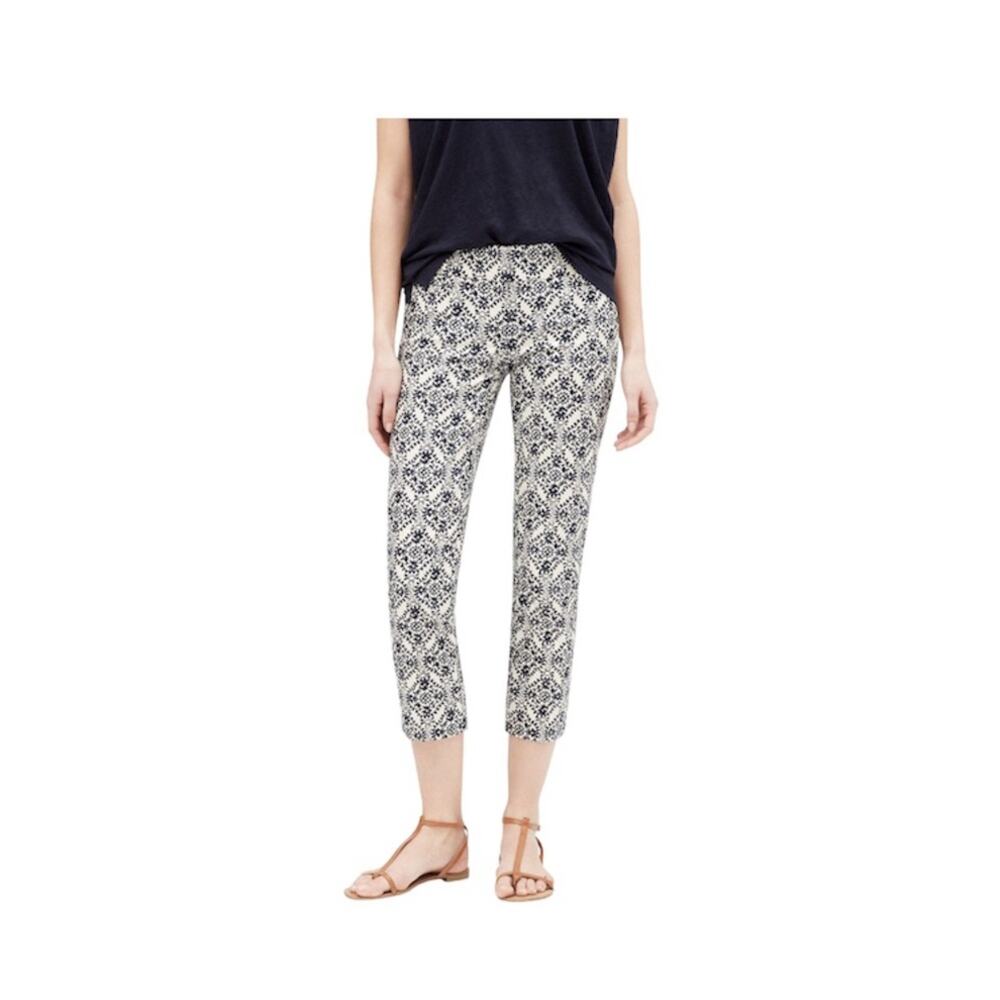 Ann Taylor LOFT Julie The Riviera Pant Black and White Print Capri Size 10
